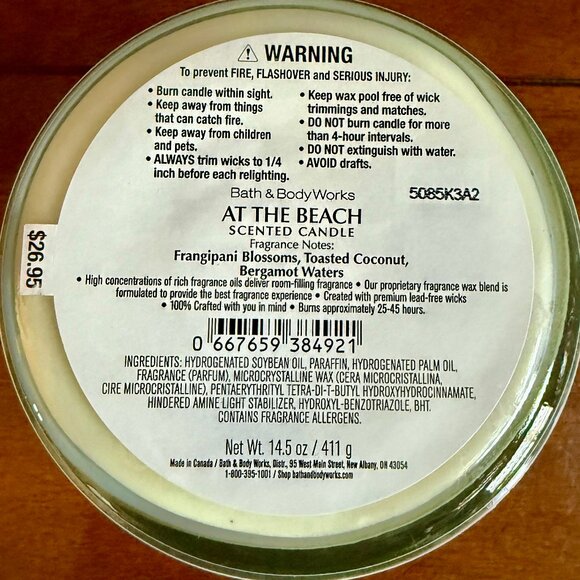NEW AT THE BEACH 3-Wick 14.5oz Candle  Bath & Body Works - Picture 3 of 3